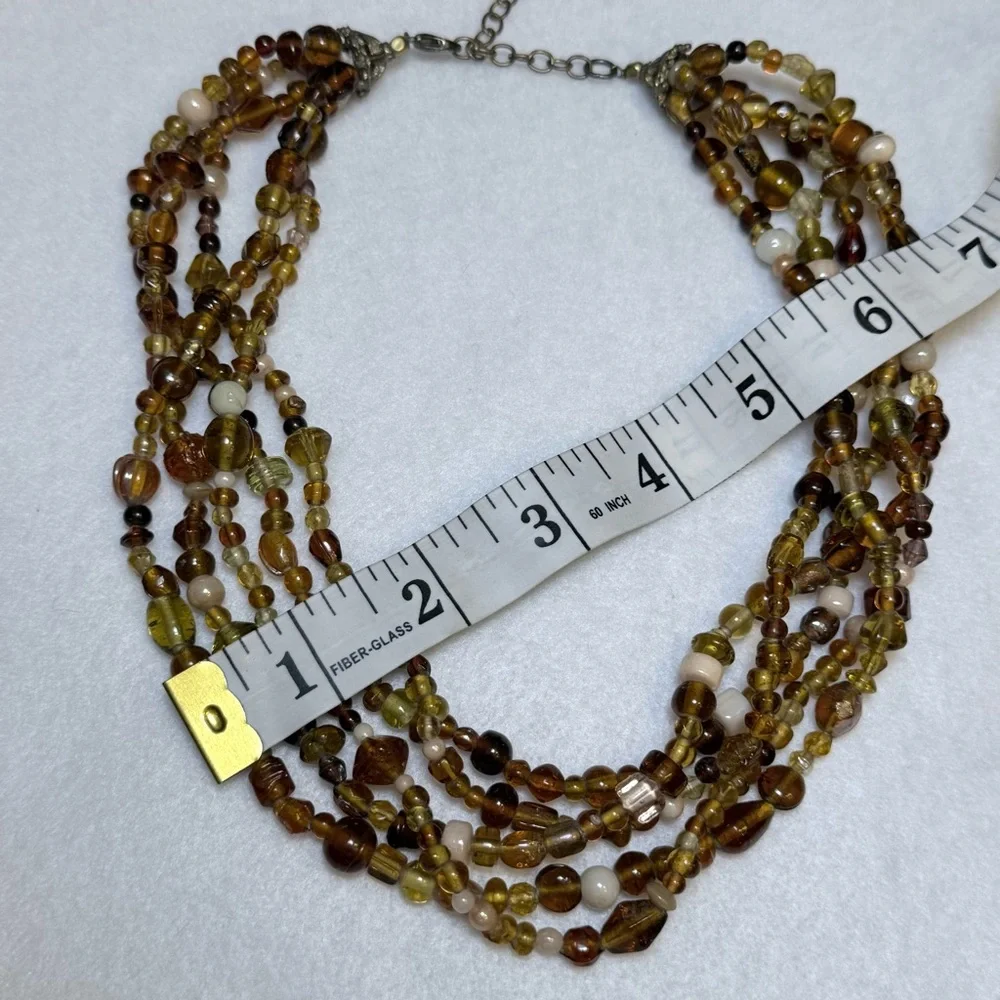 Multi-Strand Earth Tone Glass Beaded Necklace